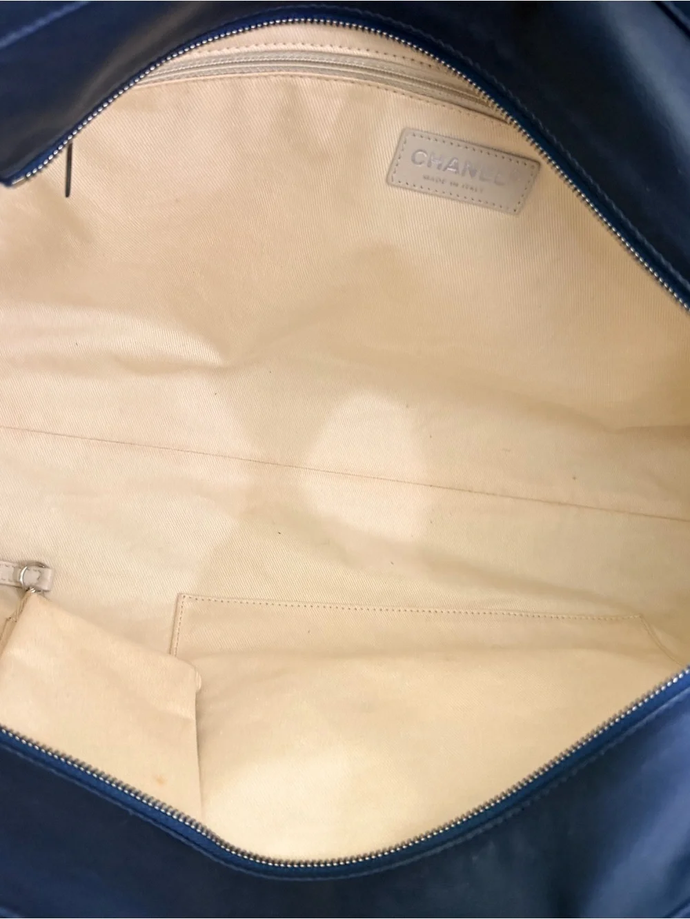 Chanel GST Grand Shopping Tote | Navy Lambskin with Silver Hardware | Authentic